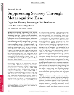 (2009). Suppressing secrecy through metacognitive ease