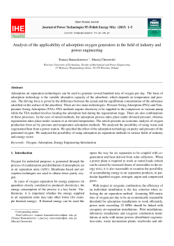 Analysis of the applicability of adsorption oxygen generators in the