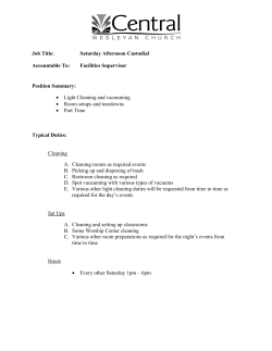 Saturday Afternoon Custodial Accountable To