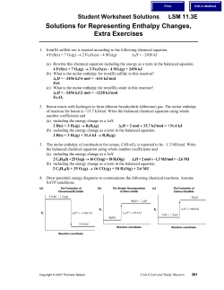 Solutions for Representing Enthalpy Changes, Extra Exercises
