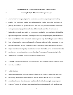 1 Breakdown of the Equi-Marginal Principle in Permit Markets 1