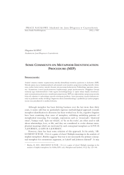SOME COMMENTS ON METAPHOR IDENTIFICATION