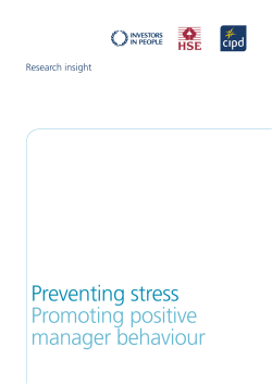 Preventing stress Promoting positive manager behaviour
