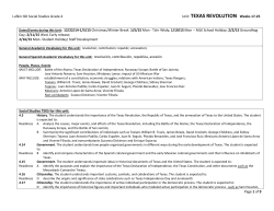 Unit: TEXAS REVOLUTION Weeks 17-25