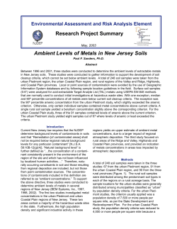 Ambient Levels of Metals in New Jersey Soils