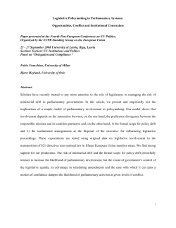 Legislative Policymaking in Parliamentary Systems: Opportunities
