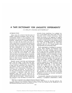 A Tape Dictionary for Linguistic Experiments