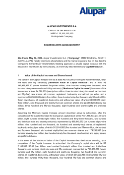 ALUPAR INVESTIMENTO S.A. CNPJ n&deg; 08.364.948/0001