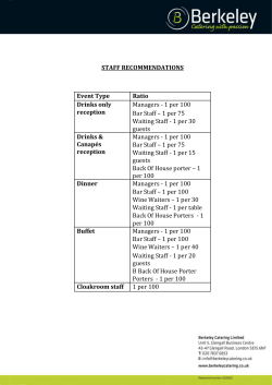 STAFF RECOMMENDATIONS Event Type Ratio Drinks only