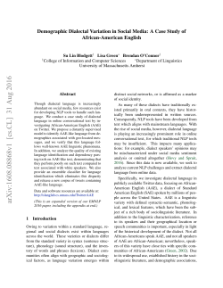 Demographic Dialectal Variation in Social Media: A Case Study of