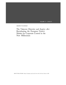 The Takeover Directive and Inspire Art: Reevaluating the European