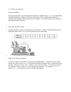 1.2.1 What is the function? Function Machines In the previous lesson