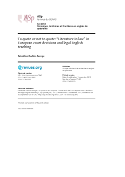 To quote or not to quote: &ldquo;Literature in law&rdquo; in - ASp