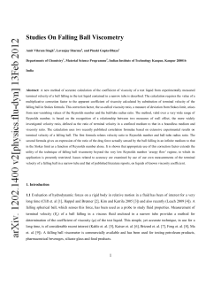 Studies On Falling Ball Viscometry
