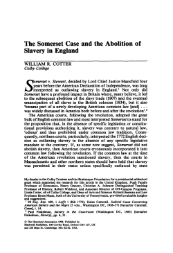 The Somerset Case and the Abolition of Slavery in England