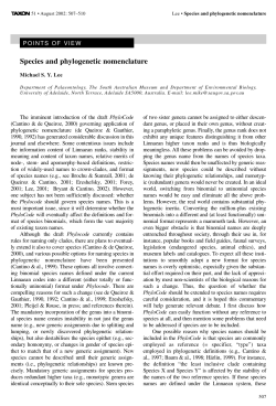 Species and phylogenetic nomenclature