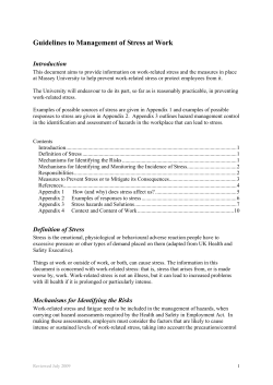 Guidelines to Management of Stress at Work
