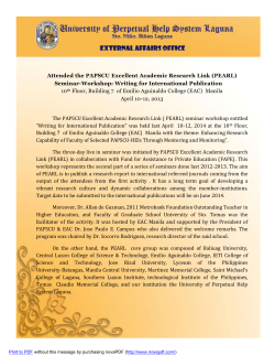 Attended the PAPSCU Excellent Academic Research Link (PEARL