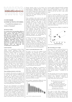 CUSTOMER SATISFACTION STUDIES – A