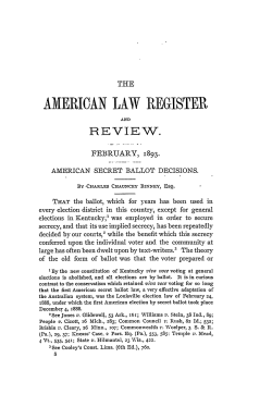 American Secret Ballot Decisions - Penn Law: Legal Scholarship