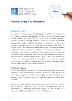 Methods of Hygiene Monitoring
