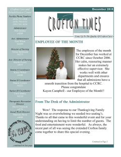 From The Desk of the Administrator EMPLOYEE OF THE MONTH