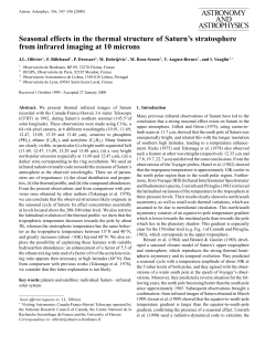 Seasonal effects in the thermal structure of Saturn`s stratosphere