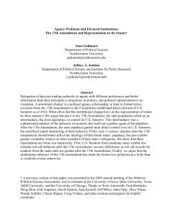 Agency Problems and Electoral Institutions: The 17th Amendment