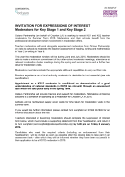 INVITATION FOR EXPRESSIONS OF INTEREST Moderators for Key