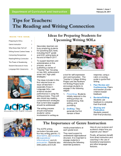 Tips for Teachers: The Reading and Writing Connection