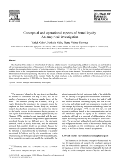Conceptual and operational aspects of brand loyalty An empirical