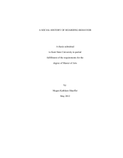 A SOCIAL HISTORY OF HOARDING BEHAVIOR A thesis submitted