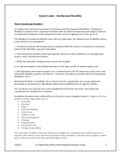 Quick Guide: Intellectual Disability