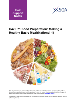 H47L 71 Food Preparation: Making a Healthy Basic Meal