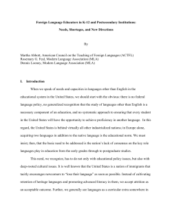 Foreign Language Educators in K-12 and Postsecondary Institutions