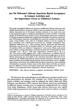 African American Racial Acceptance in Leisure Activities and the