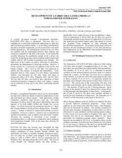 Development of a Fabricable Gamma Prime Strengthened