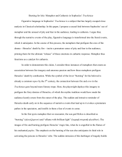 Burning for Iole: Metaphor and Catharsis in Sophocles