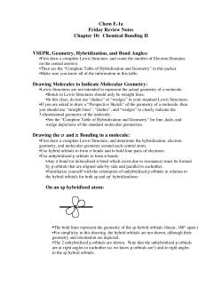 Chem E-1a Friday Review Notes Chapter 10: Chemical Bonding II