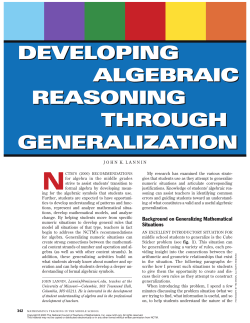 Developing Algebraic Reasoning through Generalization