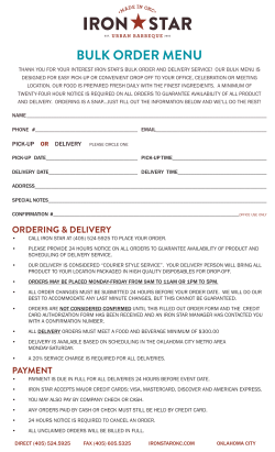 Bulk Order Menu