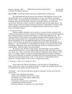 Hennig Principle - Integrative Biology