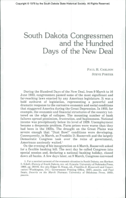 South Dakota Congressmen and the Hundred Days of the New Deal