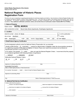 NPS Form 10 900 OMB No. 1024 0018