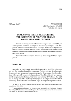 DEMOCRACY VERSUS DICTATORSHIP: THE INFLUENCE OF