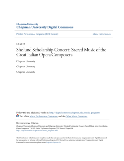 Sholund Scholarship Concert: Sacred Music of the Great Italian