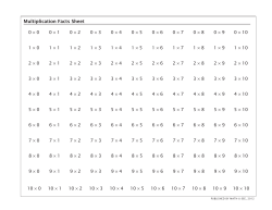 Multiplication Facts Sheet - Math-U-See