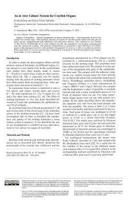 An in vitro Culture System for Crayfish Organs