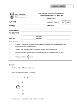 2010 Annual National Assessments Grade 9