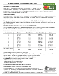 WASHINGTON BASIC FOOD PROGRAM – BASIC FOOD